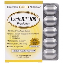 Спец препарат California Gold Nutrition Пробиотики LactoBif 100 млрд КОЕ 30 растительных капсул